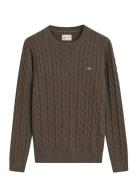Cotton Cable C-Neck Brown GANT