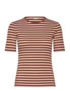 Slim Striped 1X1 Ribbed Ss T-Shirt Red GANT