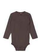 Wool/Bamboo Ls Body Brown Mikk-line