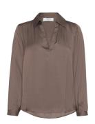 Rwmessina Ls Regular Shirt Brown Rosemunde