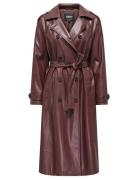 Onlflora Faux Leather Trenchcoat Otw Brown ONLY