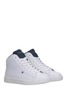 Tommy Hilfiger High Top Lace Up Sneakers Faux Leather White Tommy Hilf...