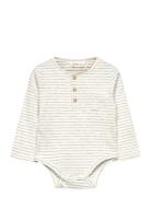 Striped Cotton Bodysuit Cream Mango