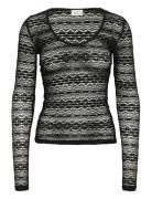 Kalorinda Ls Lace T-Shirt Black Kaffe
