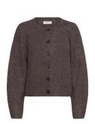 Rwtulip Wool Blend Ls O-Neck Rib Kn Brown Rosemunde