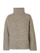 Slfgabriella Ls Knit High Neck Noos Grey Selected