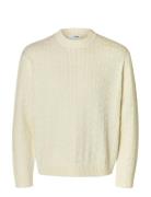 Slhphilip Ls Knit Relaxed Crew Neck Cream Selected