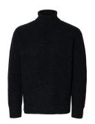 Slhland Ls Knit Relaxed Roll Neck Black Selected