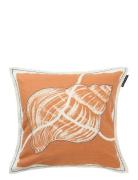 Summer Print/Embroidered Linen/Cotton Pillow Cover Orange Lexington Ho...