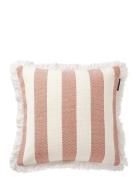 Block Striped Organic Cotton Fringe Pillow Cover White Lexington Home