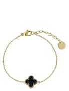 Clover Enamel Bracelet Black/Gold Gold Bud To Rose