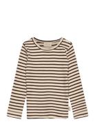 T-Shirt L/S Modal Striped Beige Petit Piao