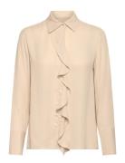 Reg Crepe Viscose Ruffle Blouse Beige GANT