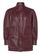 Clements Vegan Leather Jacket Burgundy Bardot