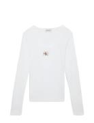 Ls Woven Label 2X2 Rib Scoop Nec White Calvin Klein Jeans