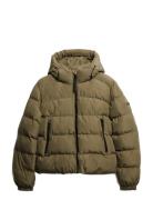 Hooded Sports Puffer Jacket Khaki Superdry