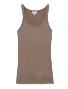 Rwbelle Silk U-Neck Strap Elastic T Brown Rosemunde