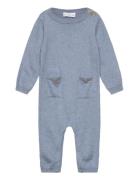 Long Chest-Pocket Jumpsuit Blue Mango