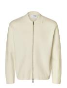 Slhmike Light Ls Knit Full Zip Cardigan Cream Selected