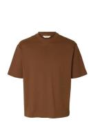 Slhrelaxnorman Ss O-Neck Tee Brown Selected