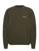 Logo Relaxed Knit Sweater Khaki HAN Kjøbenhavn