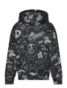 Sweatshirt Hood Aop Graffiti Black Lindex