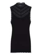 Rwbenita Silk Sl Turtleneck Lace To Black Rosemunde