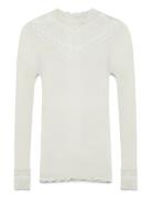 Silk T-Shirt W/ Lace Cream Rosemunde