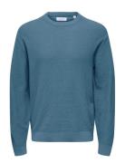 Onstony Ds 12 Ls Waffle Crew Knit Noos Blue ONLY & SONS