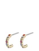 Brigitte Multicolored Crystal Half Hoops Gold-Plated Gold Pilgrim
