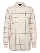 Casual Organic Cotton Check Flannel Shirt Cream Lexington Clothing