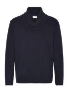 Shawl Collar Rib Knit Navy Lindbergh