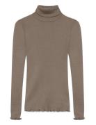 Rwbeatha Silk Ls Rollneck T-Shirt Beige Rosemunde