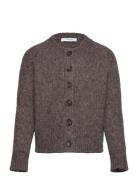 Rktulip Wool Blend Ls Short Cardiga Brown Rosemunde Kids