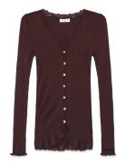 Rwbabette Ls V-Neck Regular Lace Ca Brown Rosemunde