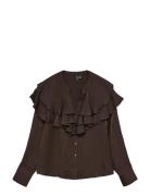 Vmlizzi Ls Flounce Top Wvn Ga Brown Vero Moda