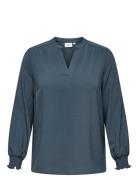 Carmetta Life V-Neck Top Wvn Noos Blue ONLY Carmakoma