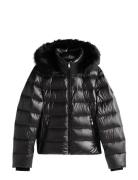 Gloss Hw Down Slim Jacket W Fur Black Tommy Hilfiger