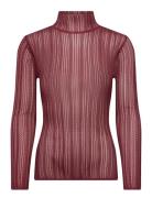 Zelie Sheer Knitted Turtleneck Top Pink Malina