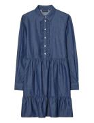 Denim Frill Tunic Dress Blue Lexington Clothing