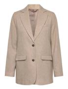 Classic Straight Fit Wool Blend Blazer Beige Lexington Clothing