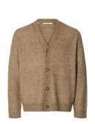 Slhrai Brushed Ls Knit Relaxed Cardigan Beige Selected