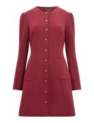 Celie Button Through Dress Burgundy French Connection