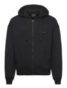 Boxy Zip Up Hoodie Black Daily Paper