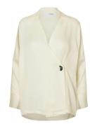 Slfjolly Ls Wrap Top B Cream Selected