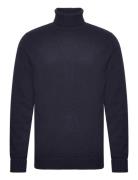 Man Chunky Roll Neck Sweater Navy Davida Cashmere