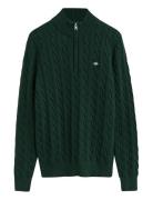 Cotton Cable Half Zip Green GANT