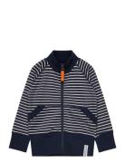 Zip Sweater Navy Beige Stripe Navy Geggamoja