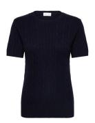 T-Shirt Cable Navy Davida Cashmere