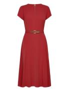 Belted Georgette Dress Red Lauren Ralph Lauren